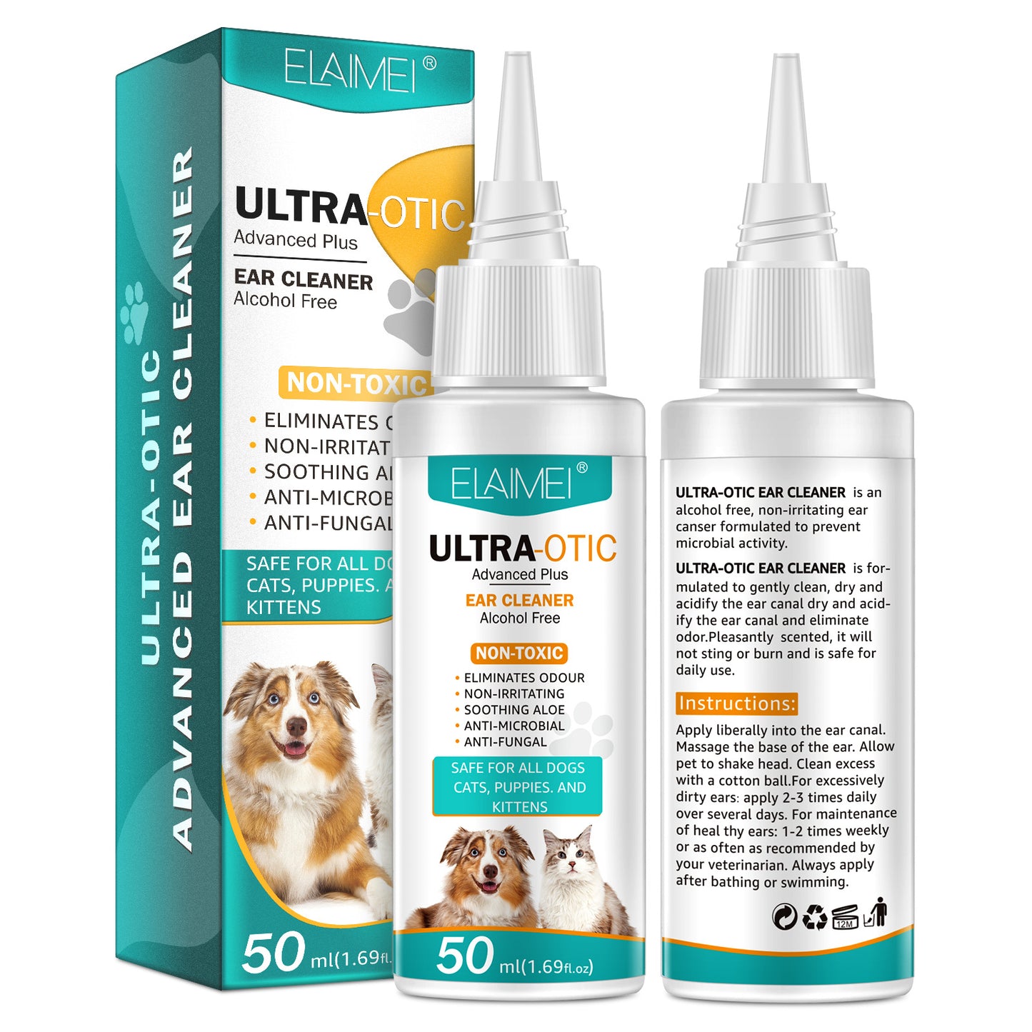 Pet Ear Cleaner Solution 50ml – Gentle Dog & Cat Ear Cleaning Liquid for Infection Prevention