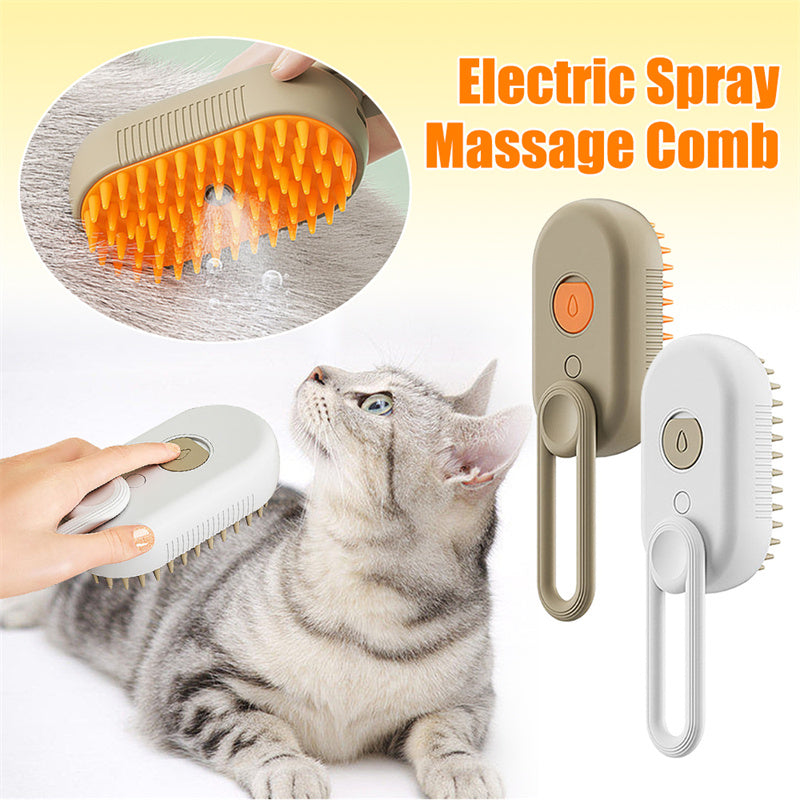 Electric pet grooming comb with steam spray