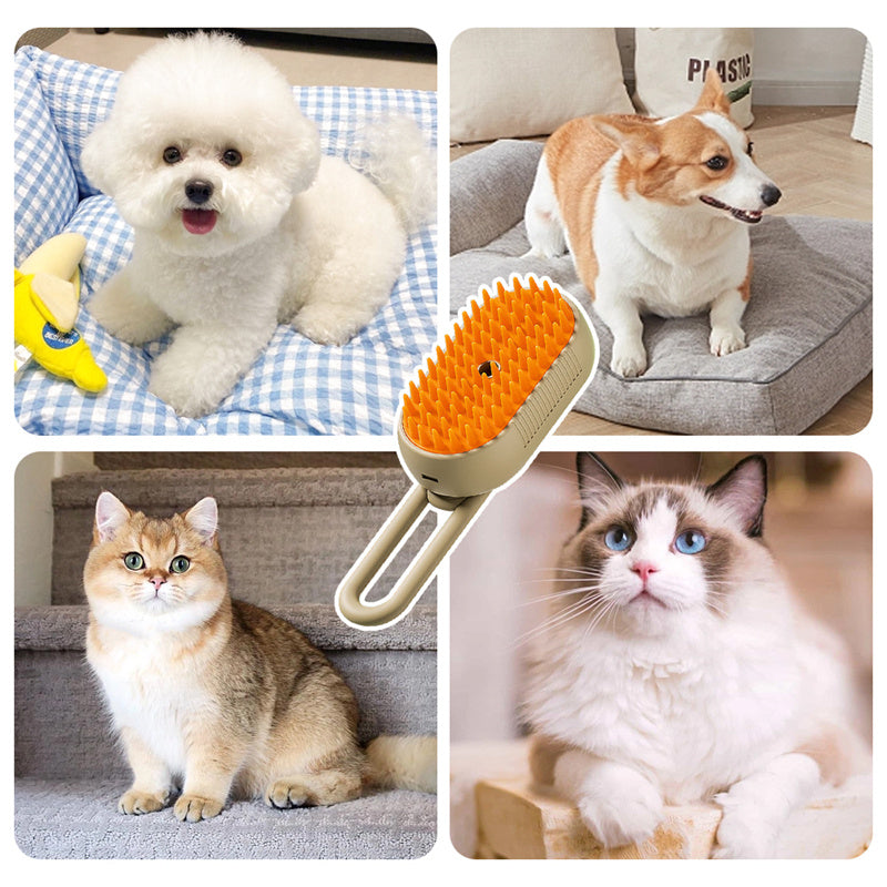 3-in-1 steam grooming brush for pets