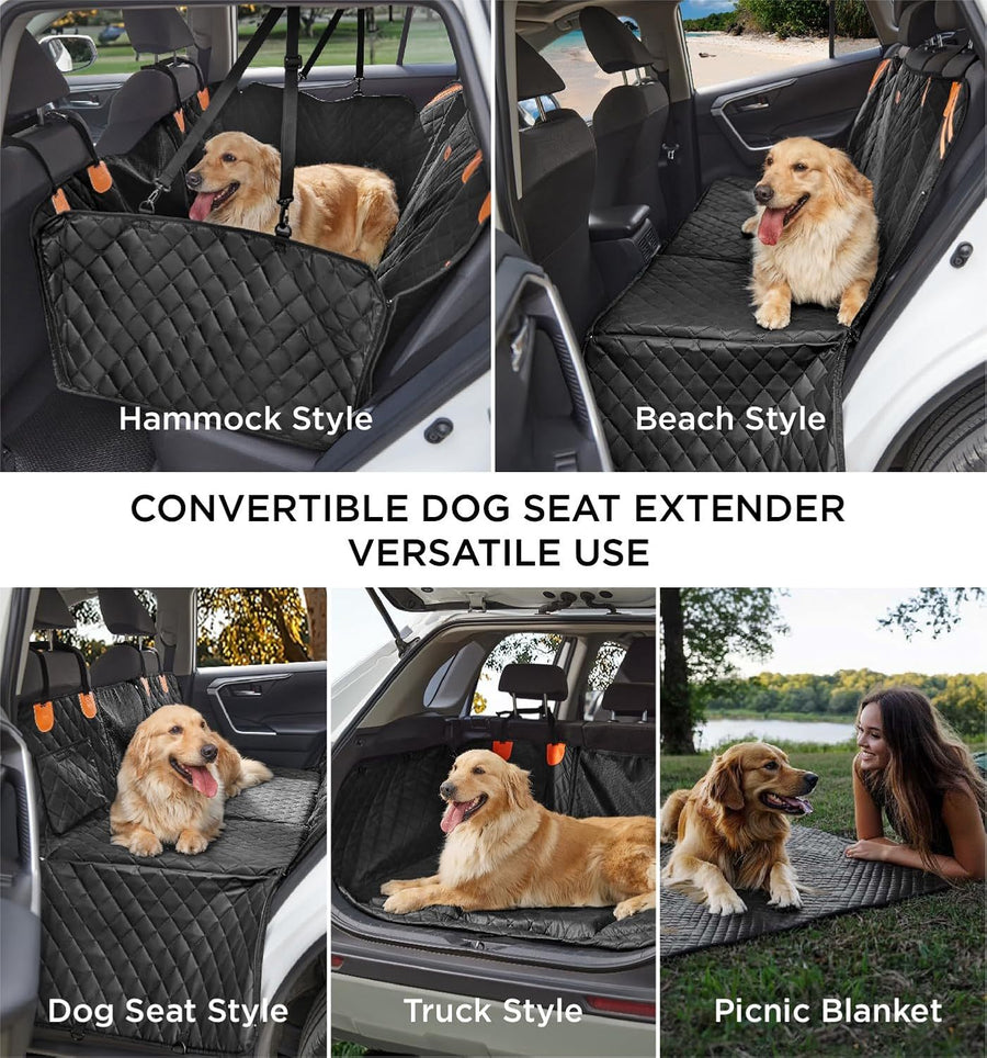 Made4Pets Pet Dog Car Back Seat Cover Back Seat Extension Pad Can Bear 400 Pounds Waterproof And Non-slip Dog Car Hammock Eight-layer Hard Bottom With PE Foam Easy To Install And Clean 2