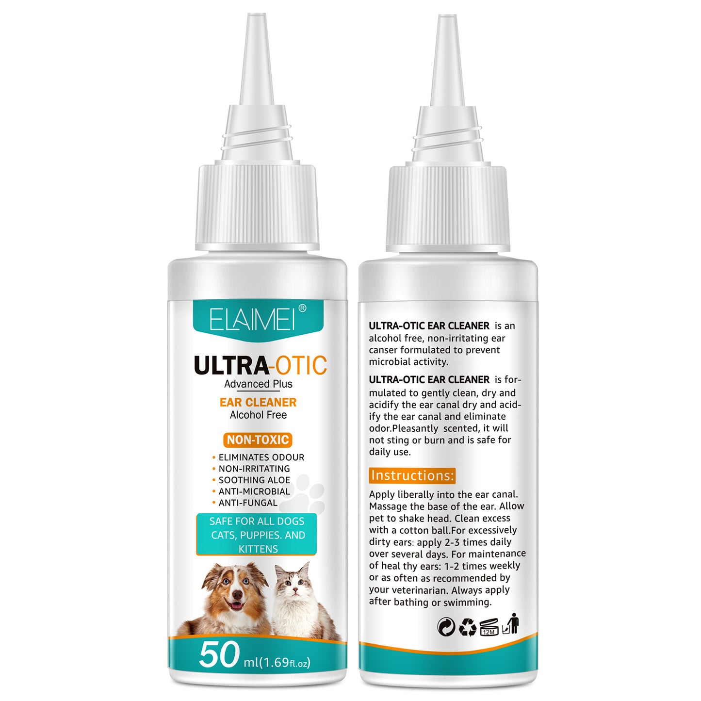 Pet Ear Cleaner Solution 50ml – Gentle Dog & Cat Ear Cleaning Liquid for Infection Prevention