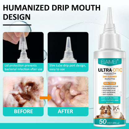 Pet Ear Cleaner Solution 50ml – Gentle Dog & Cat Ear Cleaning Liquid for Infection Prevention