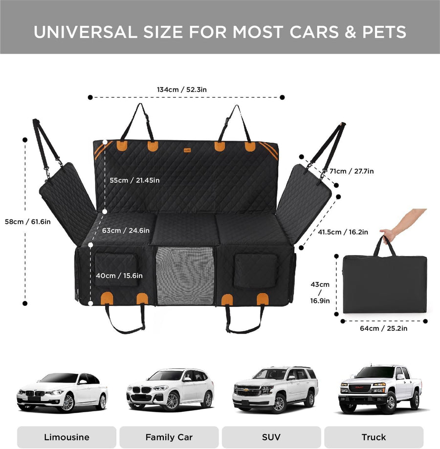 Made4Pets Pet Dog Car Back Seat Cover Back Seat Extension Pad Can Bear 400 Pounds Waterproof And Non-slip Dog Car Hammock Eight-layer Hard Bottom With PE Foam Easy To Install And Clean 8