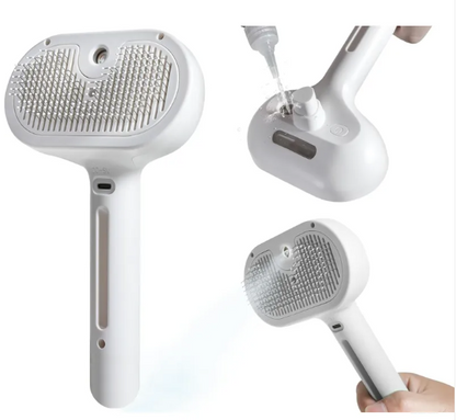 Pet Hair Spray Brush – Built-In Water Tank Self-Cleaning Deshedding Comb for Cats & Dogs