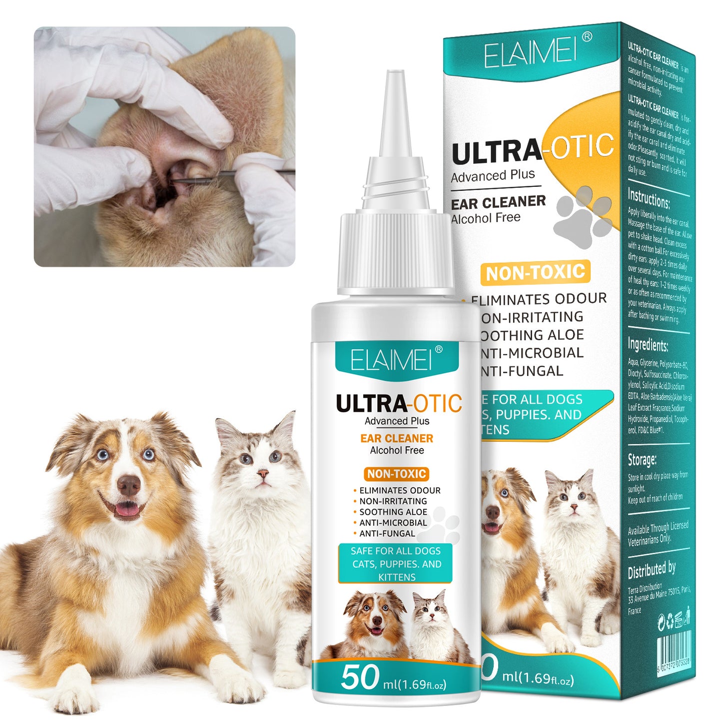 Pet Ear Cleaner Solution 50ml – Gentle Dog & Cat Ear Cleaning Liquid for Infection Prevention